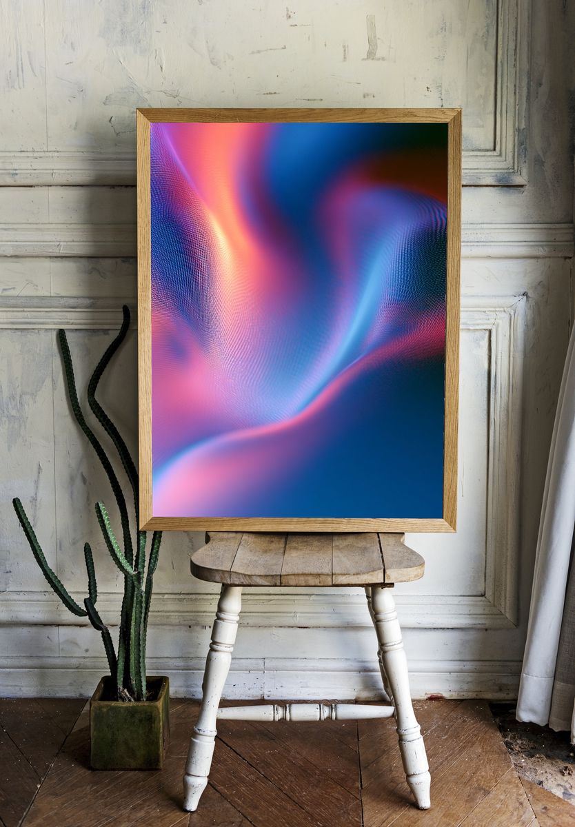 Neon Silk Abstract Poster. — room view 1