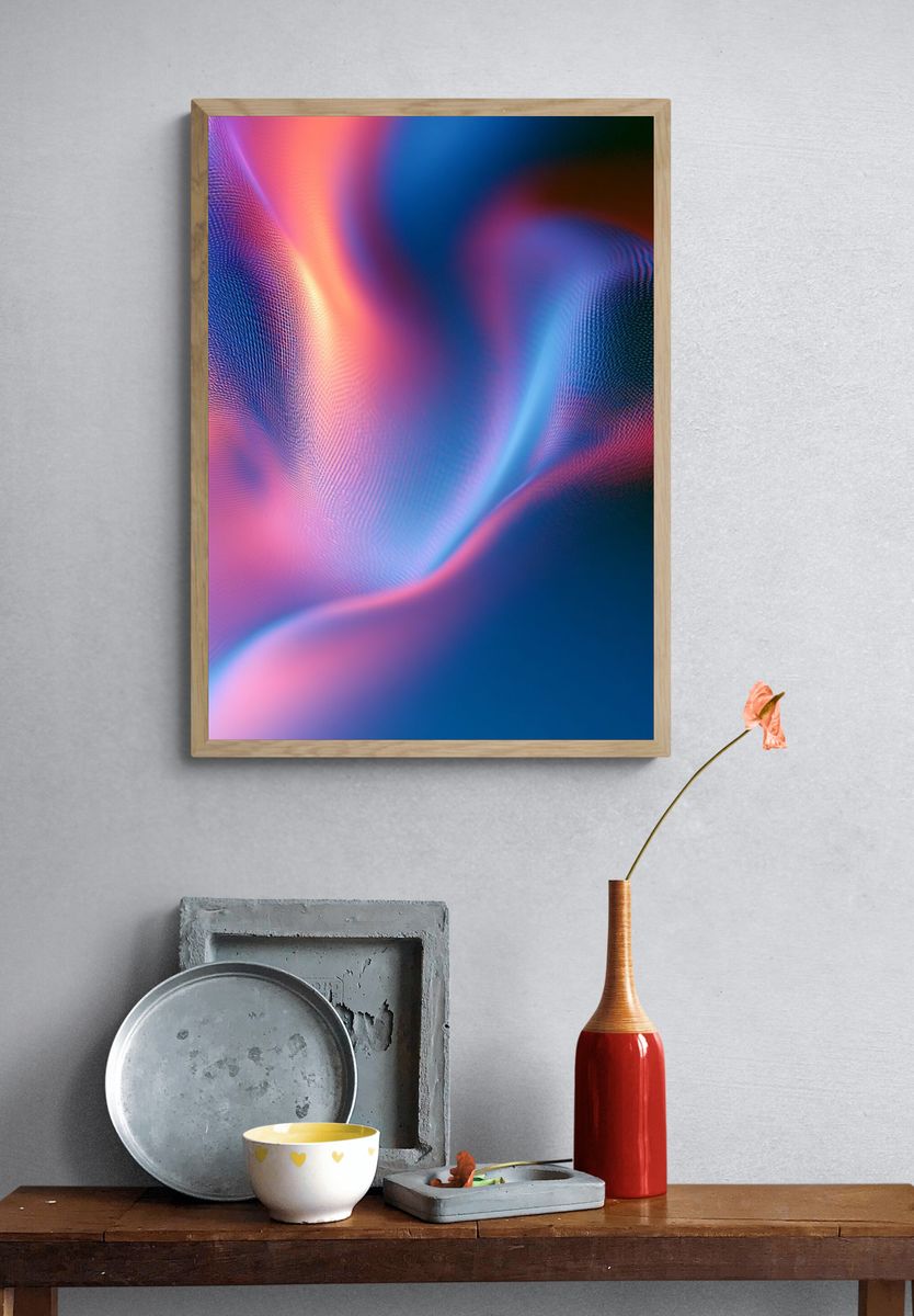 Neon Silk Abstract Poster. — room view 3