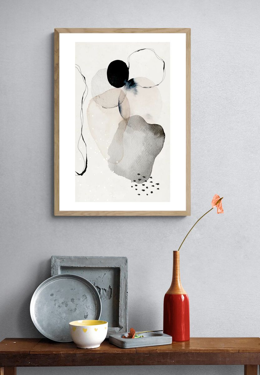 Abstract watercolor circles wall art. — room view 3
