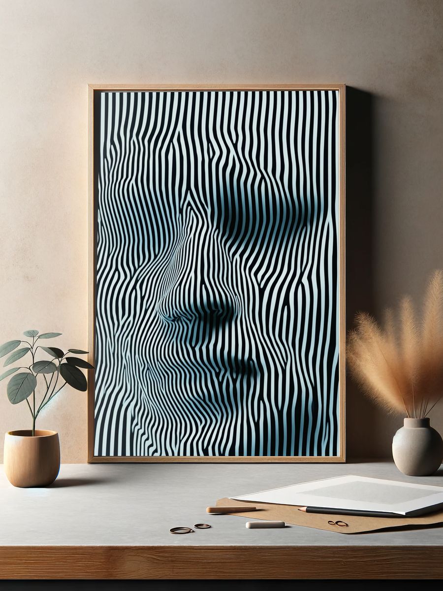 Optical Zebra Stripes Abstract Poster. — room view 2