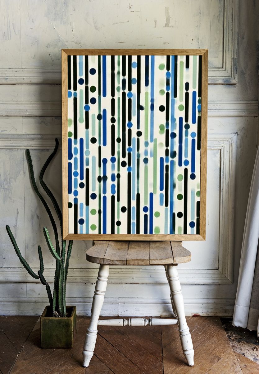 Blue Green Rain Abstract Poster. — room view 1