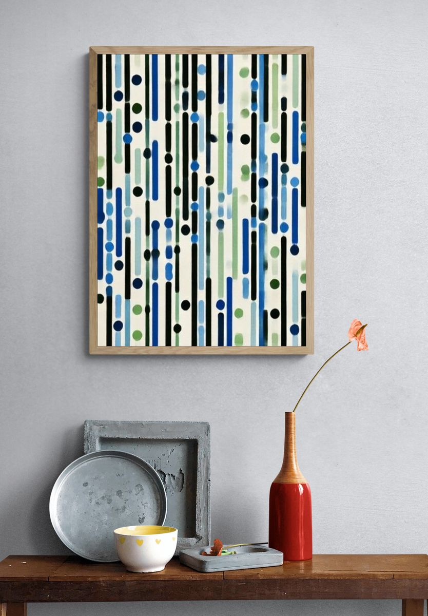 Blue Green Rain Abstract Poster. — room view 3