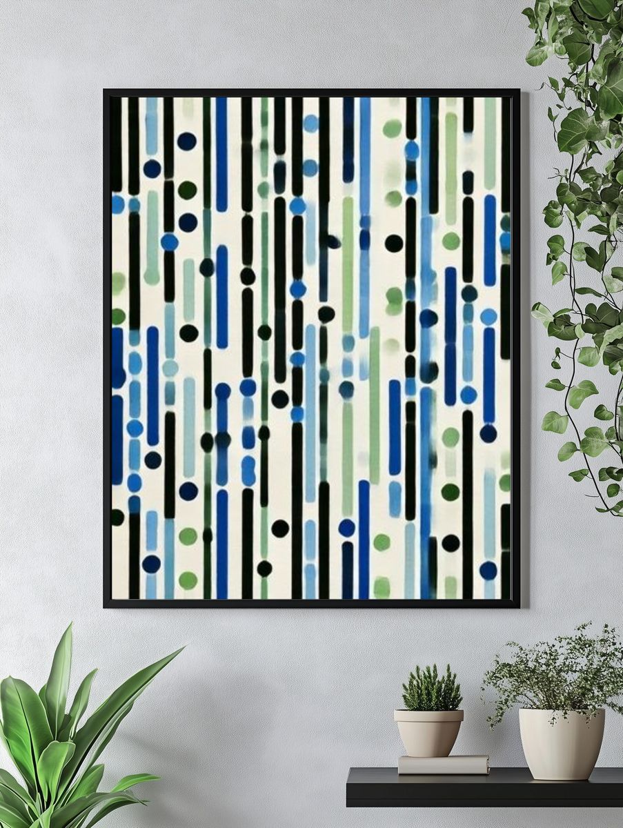 Blue Green Rain Abstract Poster. — room view 4