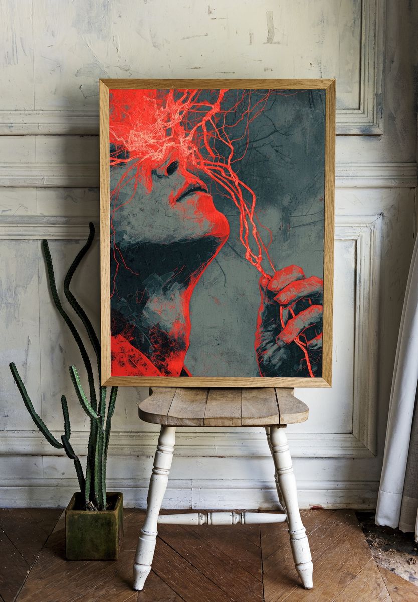 Crimson Mind Abstract Poster. — room view 1