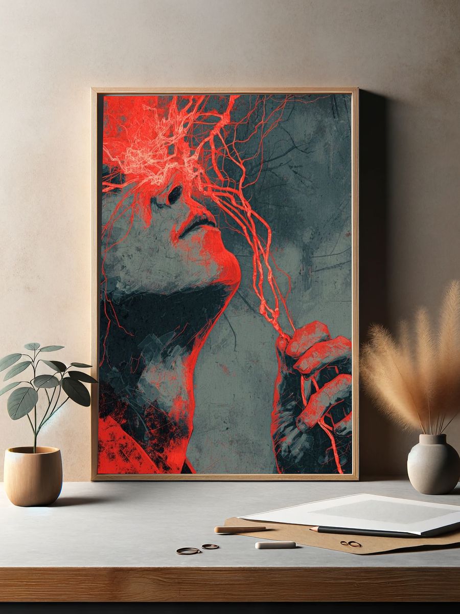 Crimson Mind Abstract Poster. — room view 2