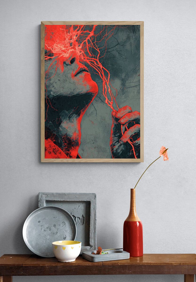 Crimson Mind Abstract Poster. — room view 3