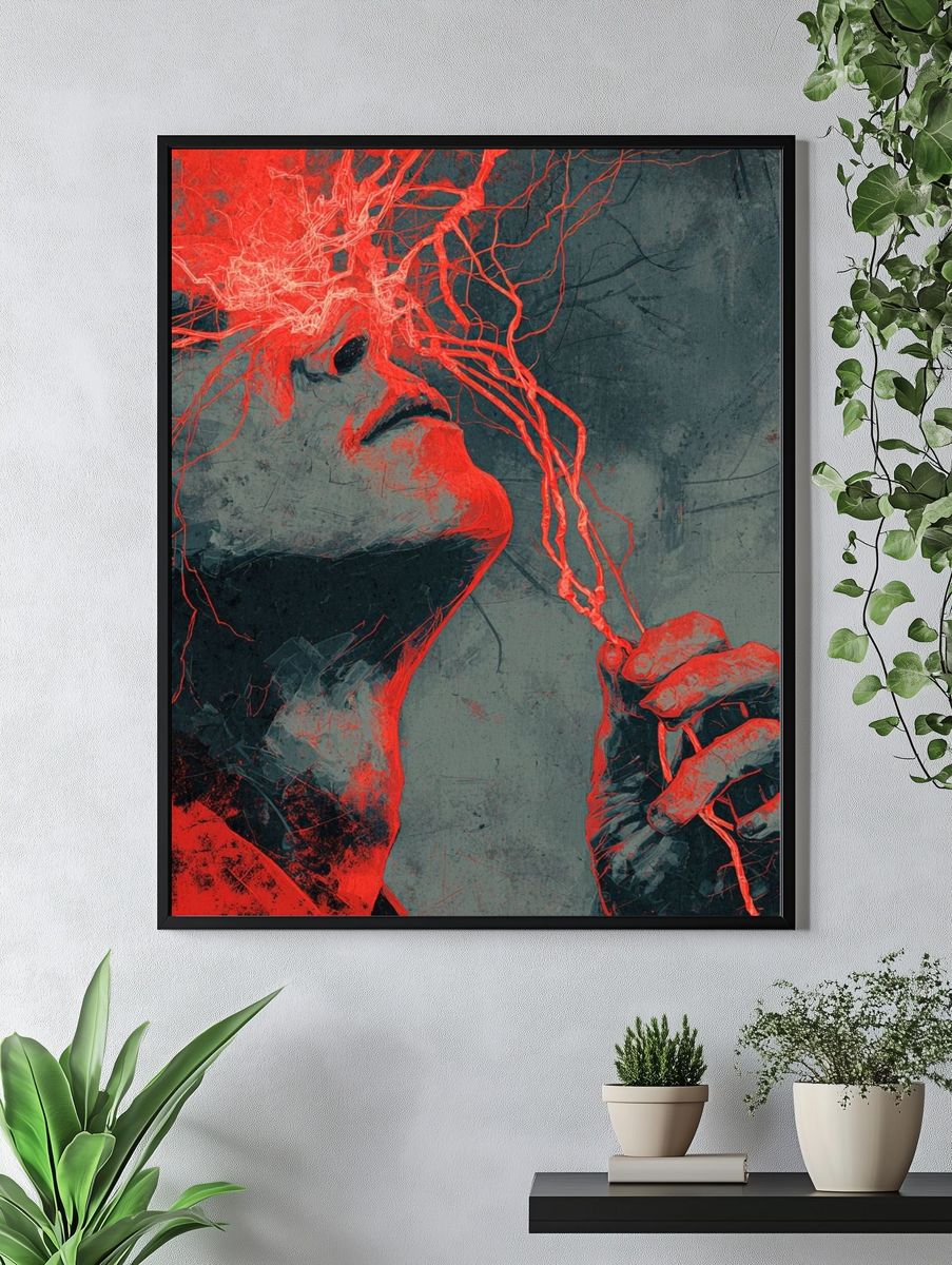 Crimson Mind Abstract Poster. — room view 4