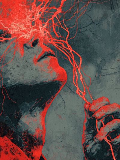 Crimson Mind Abstract Poster. poster