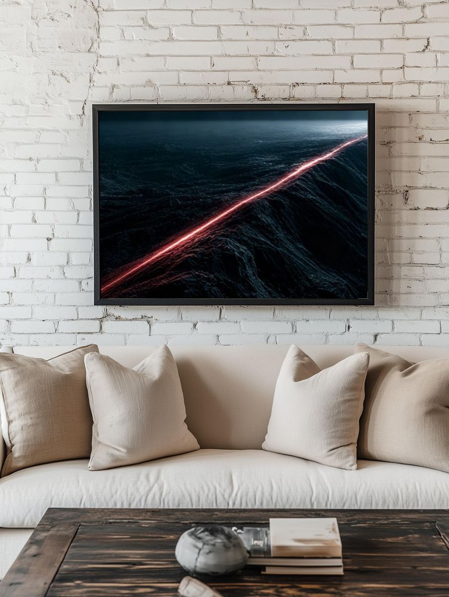 Neon Rift Abstract Print. — room view 1