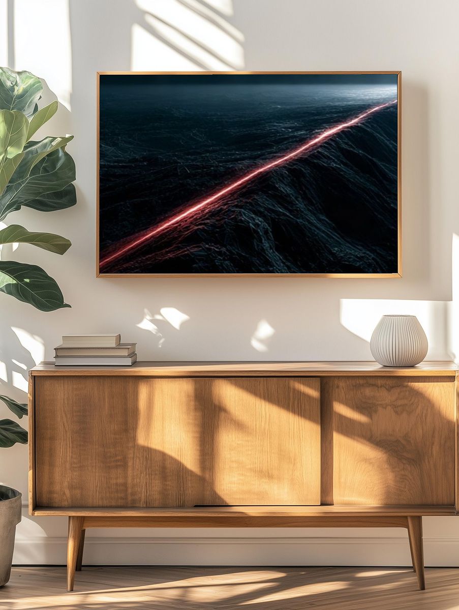 Neon Rift Abstract Print. — room view 3