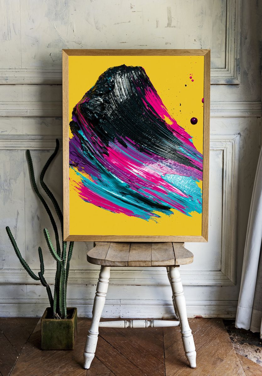 Neon Impasto Abstract Poster. room preview