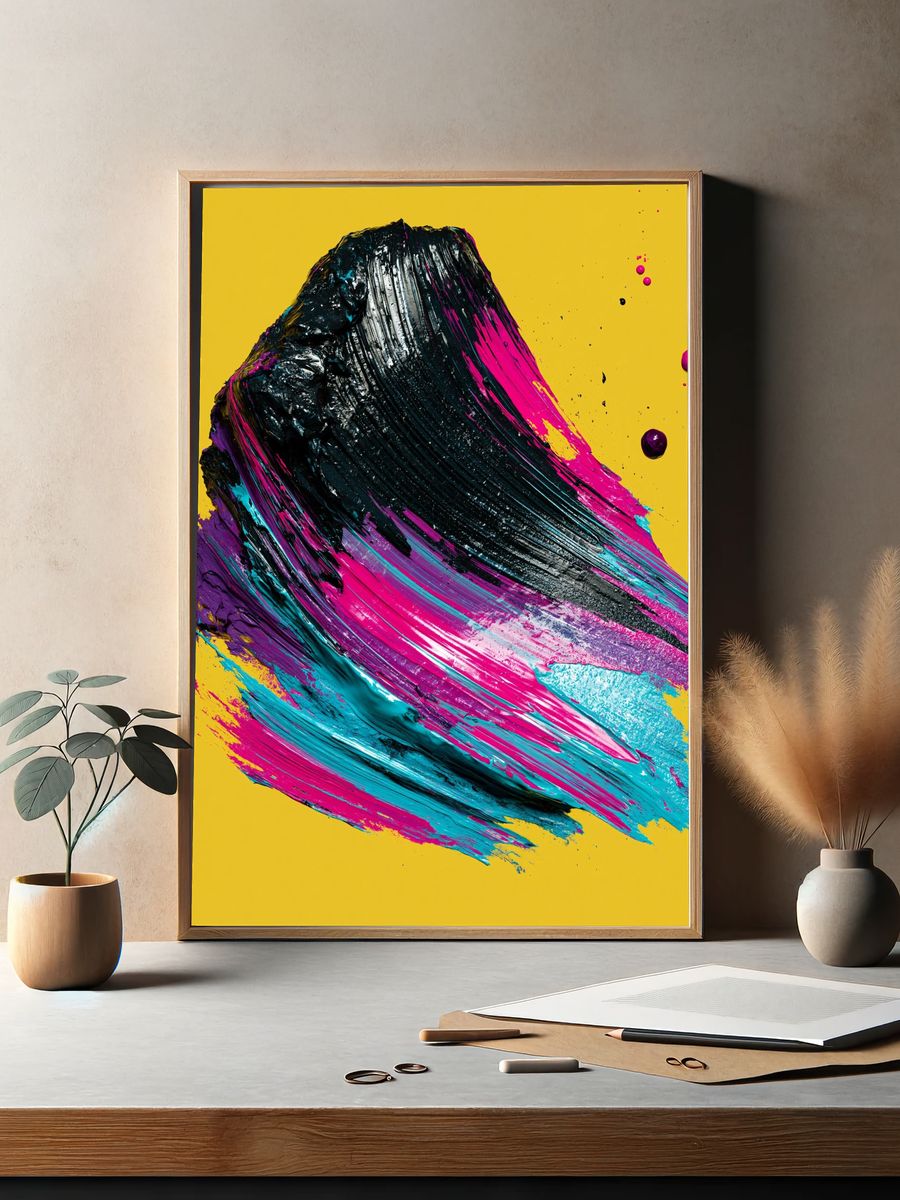 Neon Impasto Abstract Poster. — room view 2