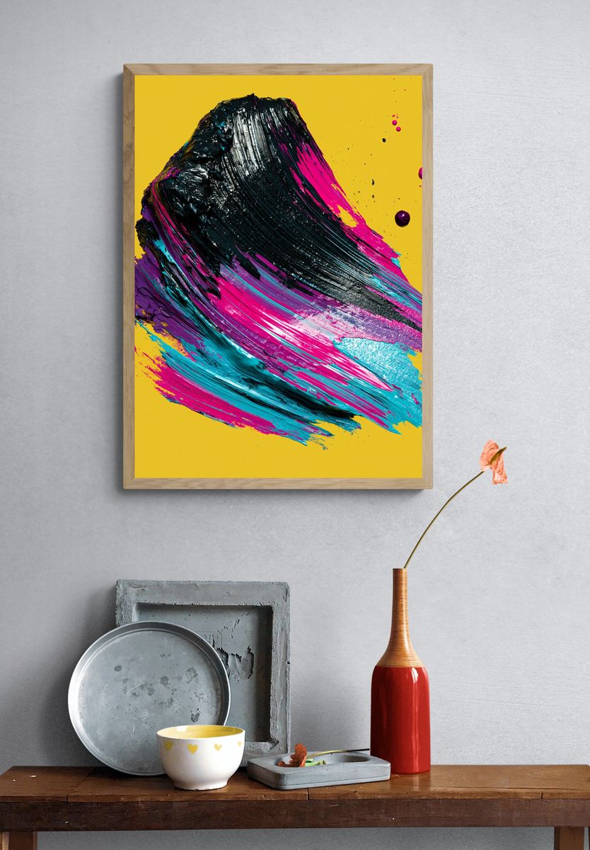 Neon Impasto Abstract Poster. — room view 3