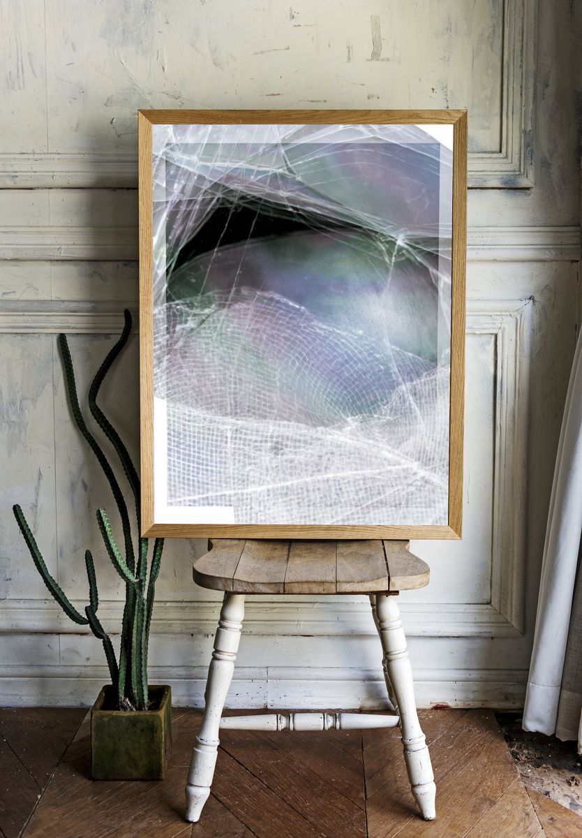 Iridescent Veil Abstract Poster. room preview