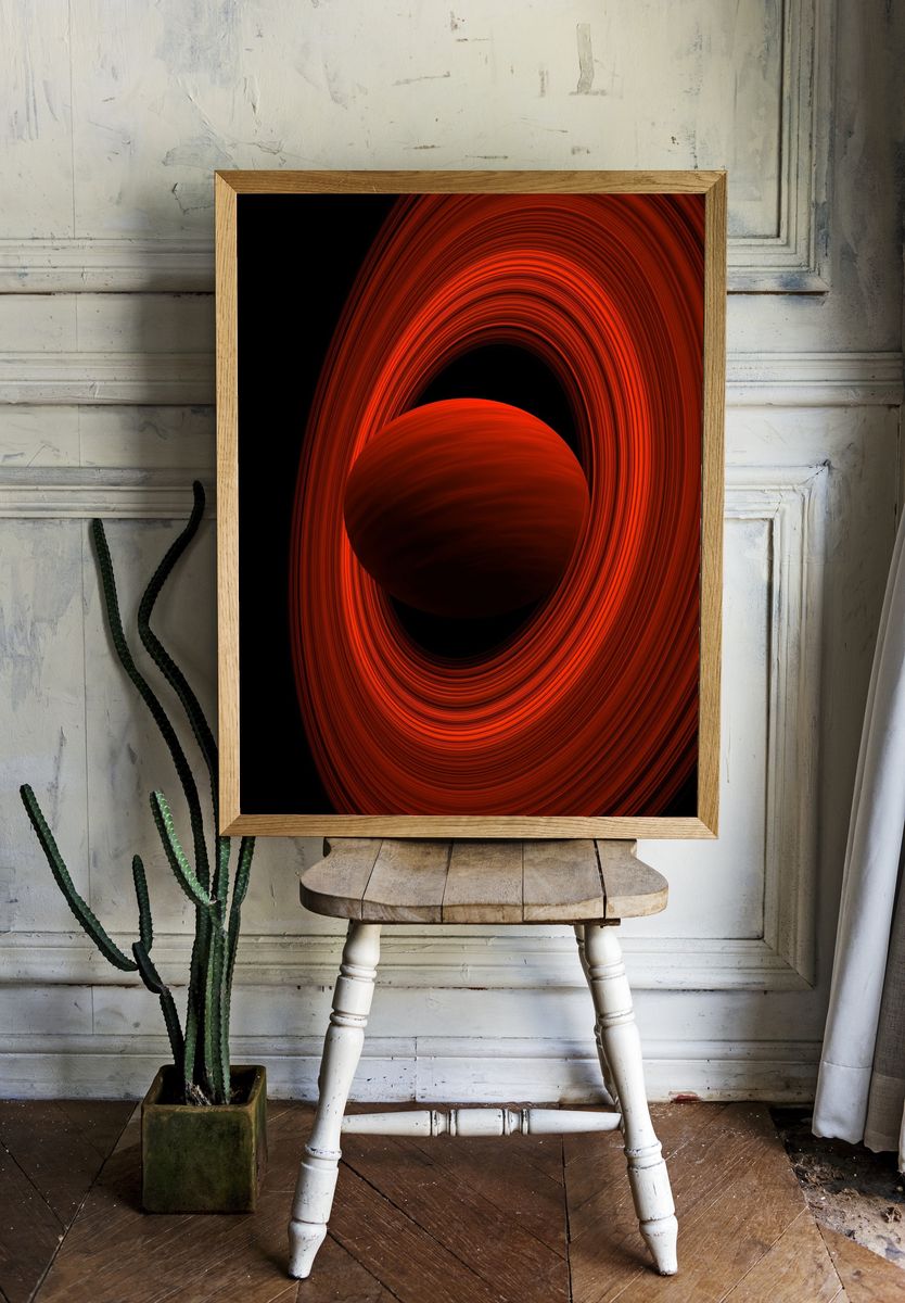 Crimson Orb Abstract Poster. room preview