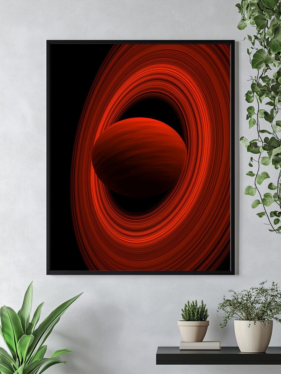 Crimson Orb Abstract Poster. — room view 4