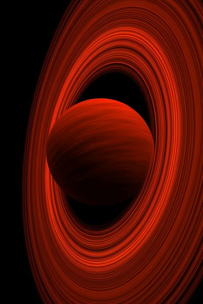 Crimson Orb Abstract Poster.