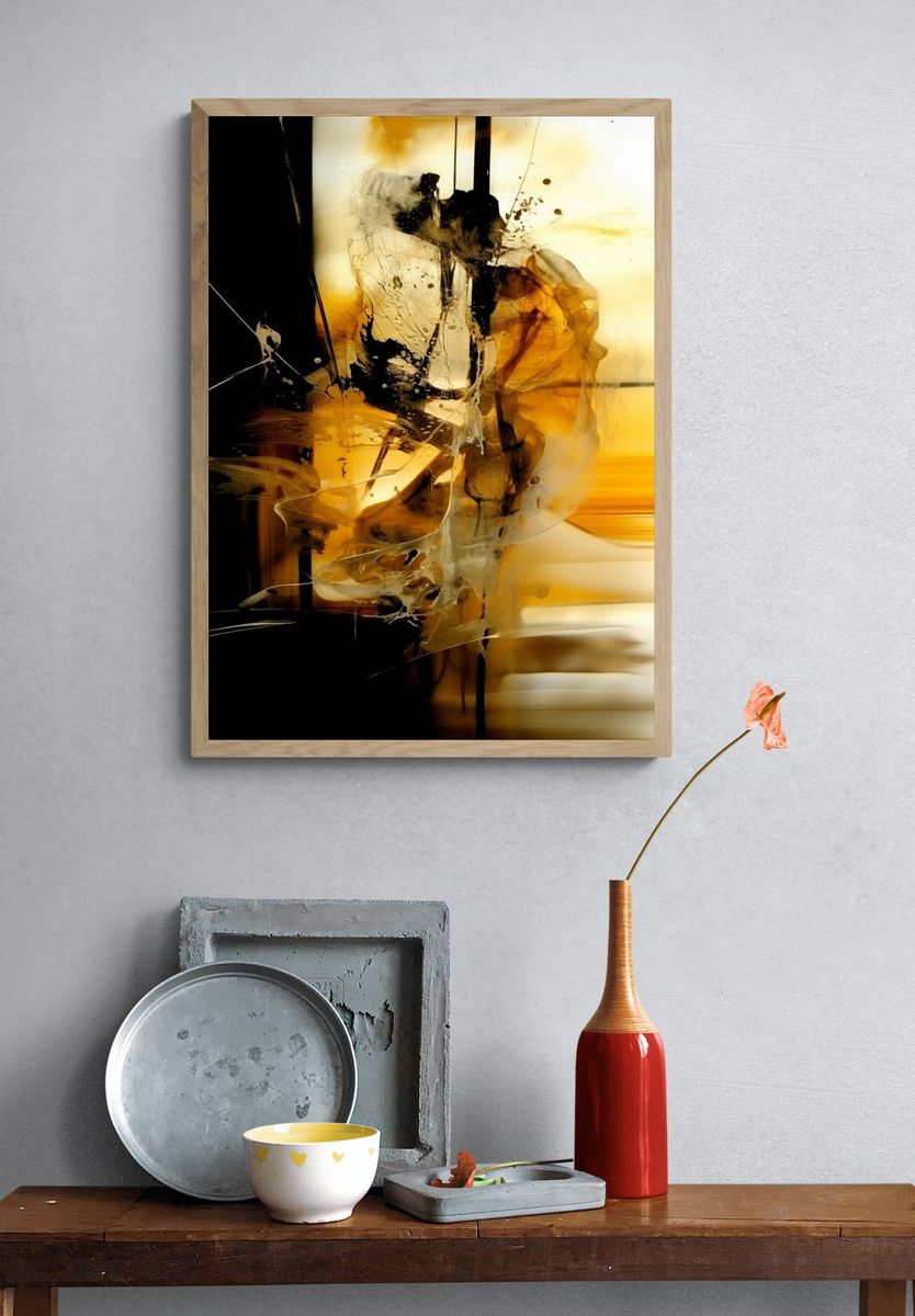 Golden Abstract Expressionist Poster. — room view 3