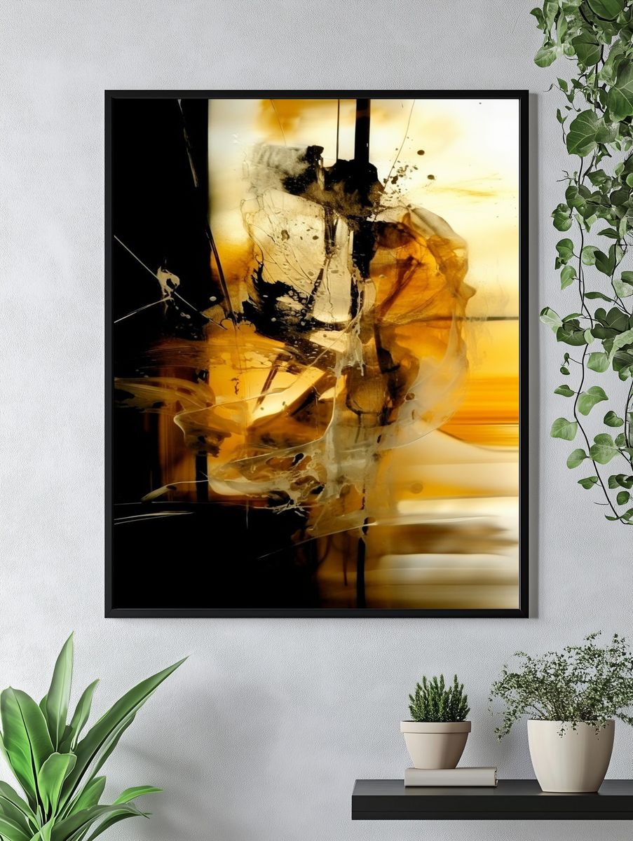 Golden Abstract Expressionist Poster. — room view 4