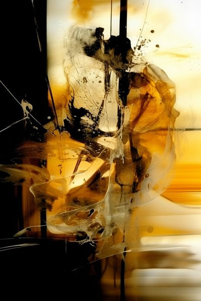 Golden Abstract Expressionist Poster.