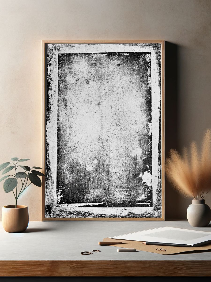 Grunge Monochrome Abstract Poster. — room view 2