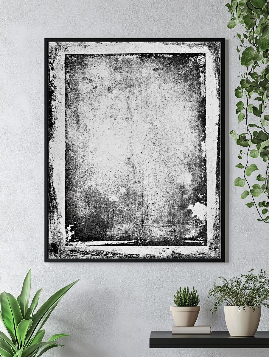 Grunge Monochrome Abstract Poster. — room view 4