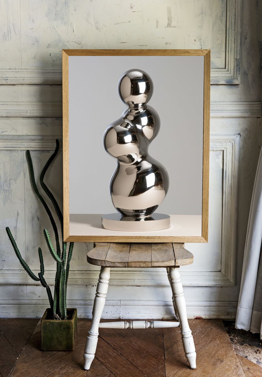 Chrome Abstract Sculpture Poster. — room view 1