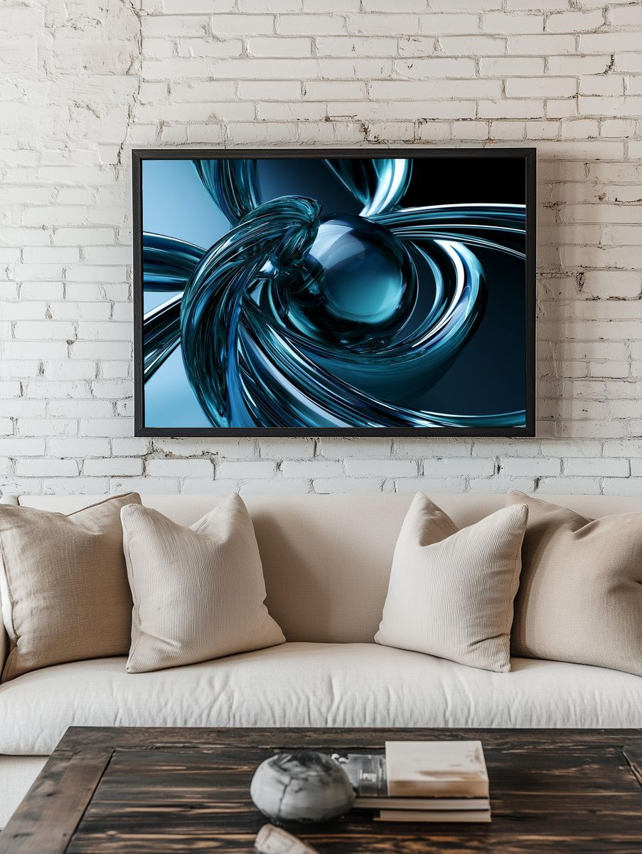Blue Glass Orb Abstract Poster. room preview
