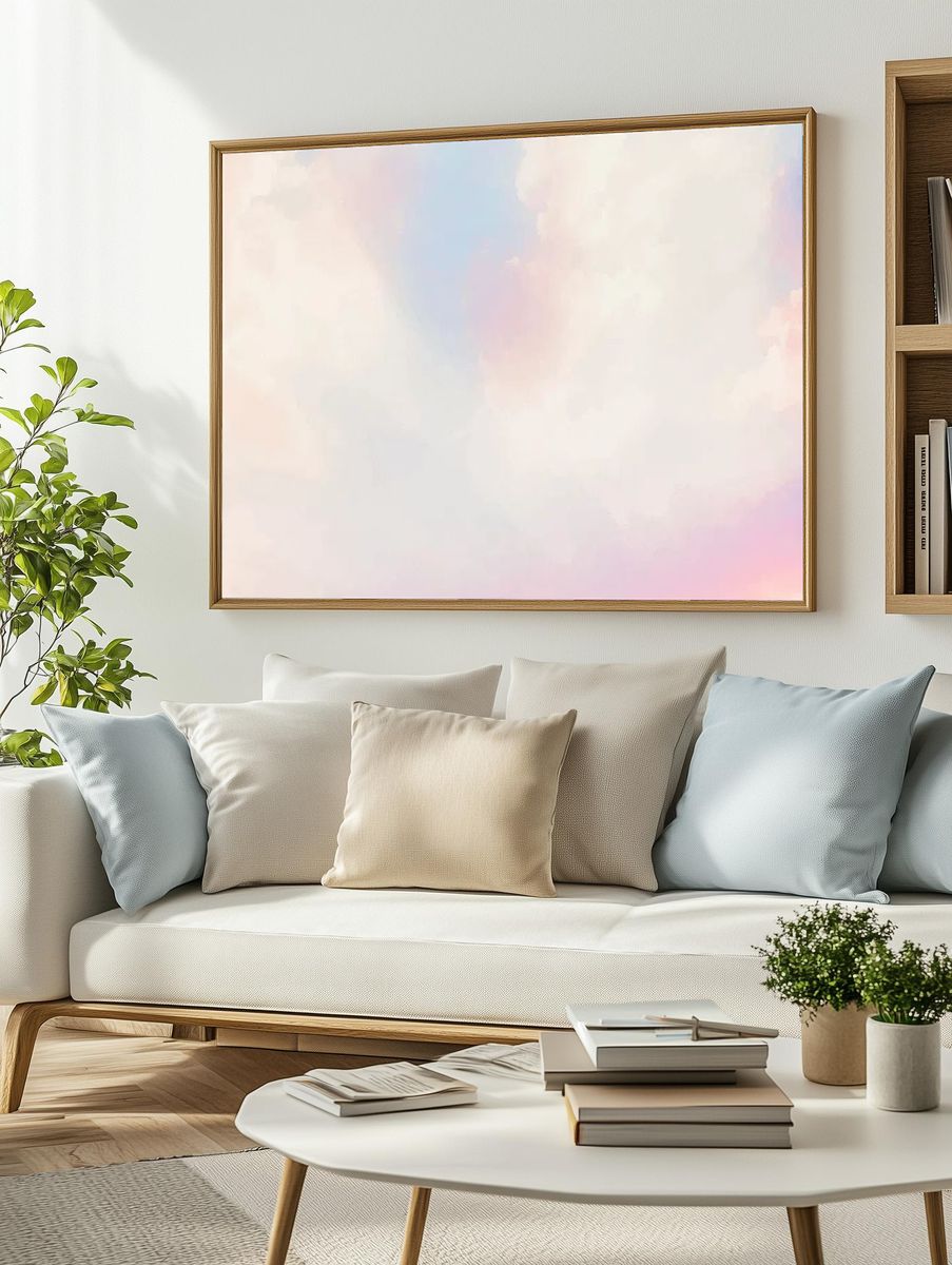 Pastel cloud computer wallpaper, cute. — room view 2
