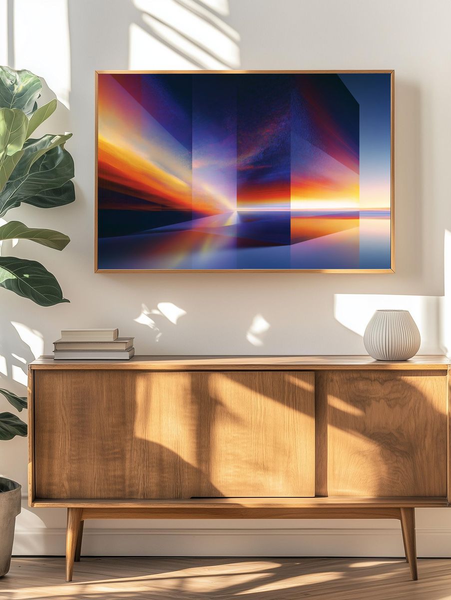 Neon Horizon Abstract Poster. — room view 3