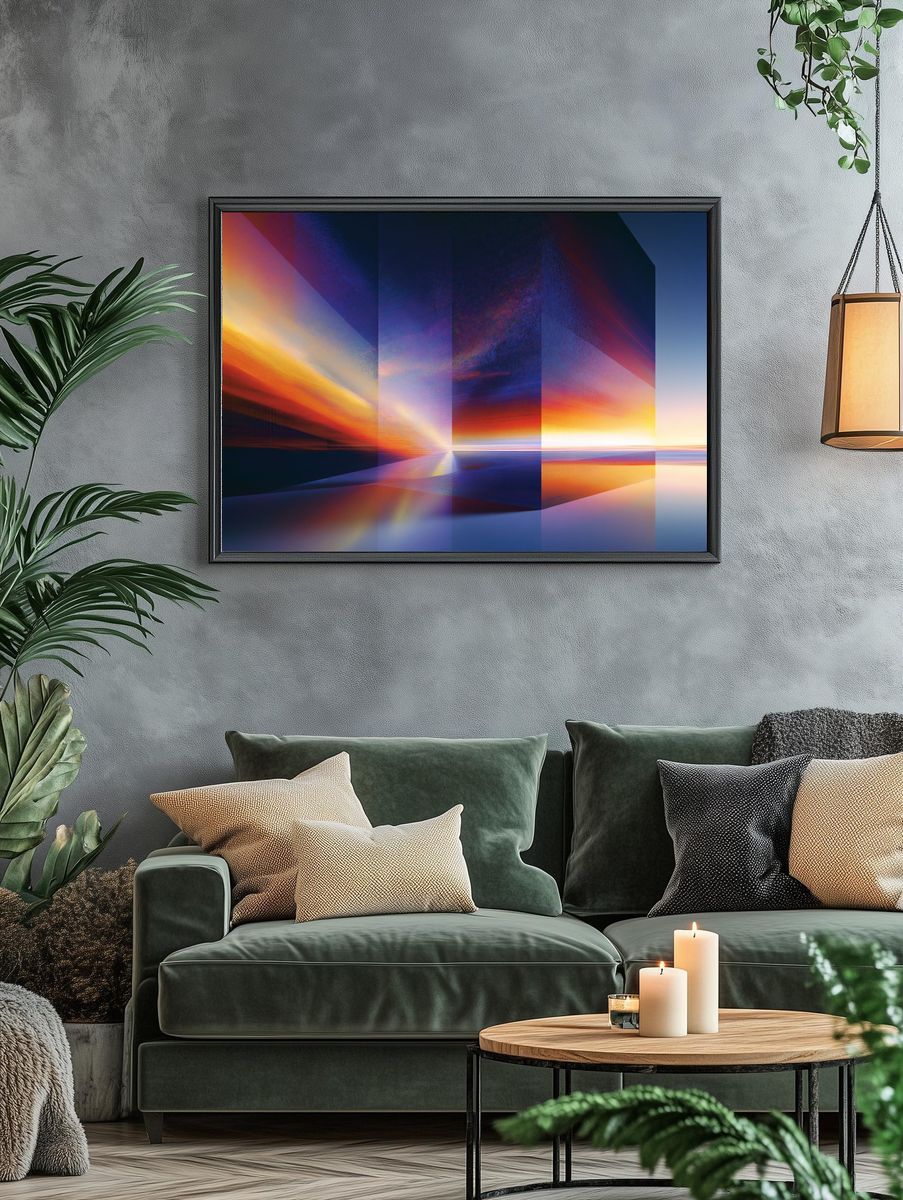 Neon Horizon Abstract Poster. — room view 4