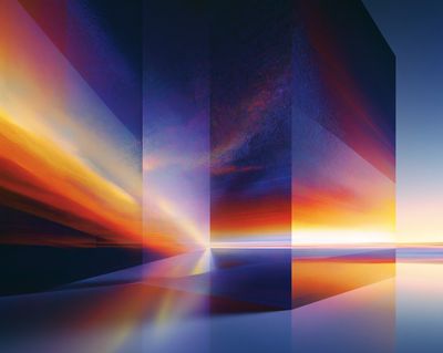 Neon Horizon Abstract Poster.