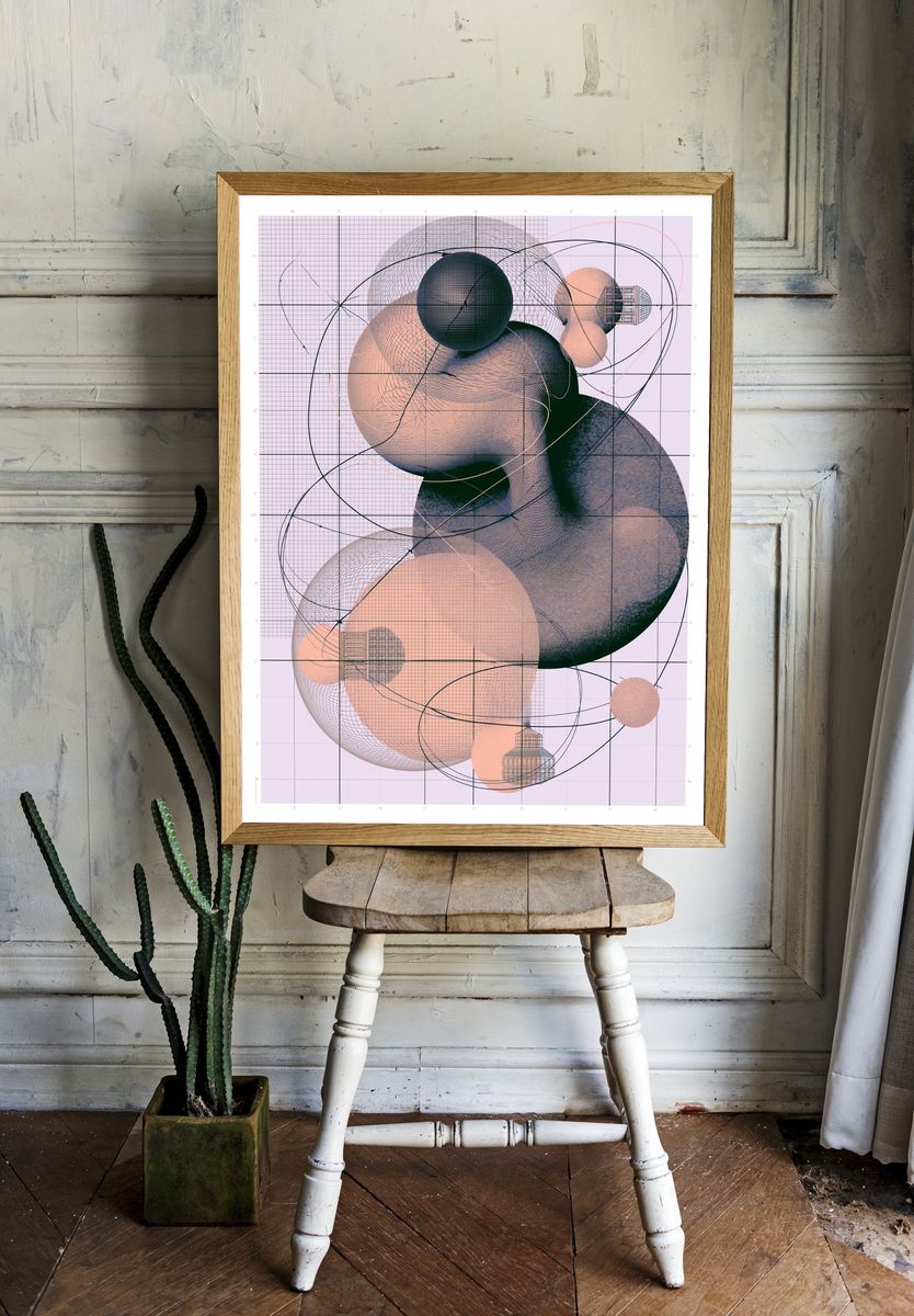 Geometric Orbital Abstract Poster. — room view 1