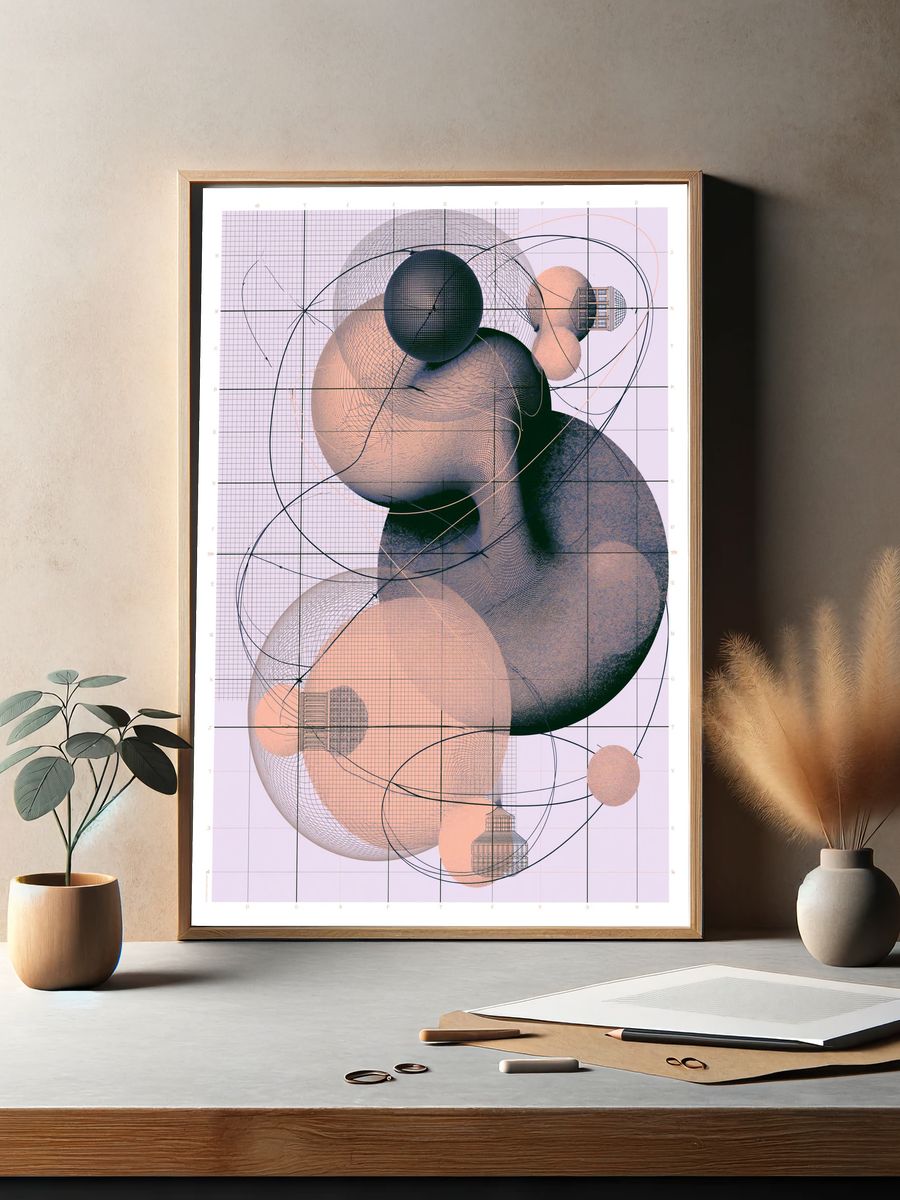 Geometric Orbital Abstract Poster. — room view 2