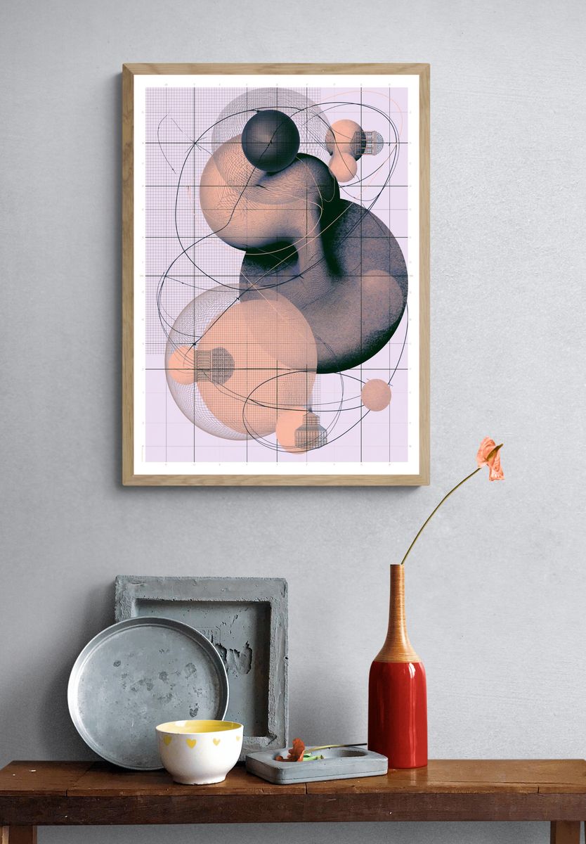 Geometric Orbital Abstract Poster. — room view 3