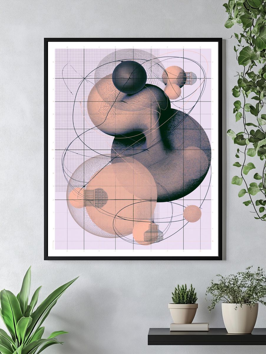 Geometric Orbital Abstract Poster. — room view 4