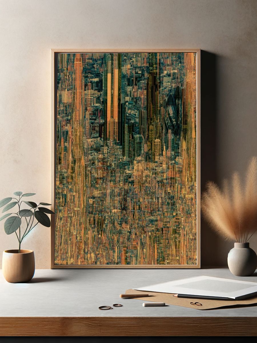 Urban Glitch Abstract Poster. — room view 2