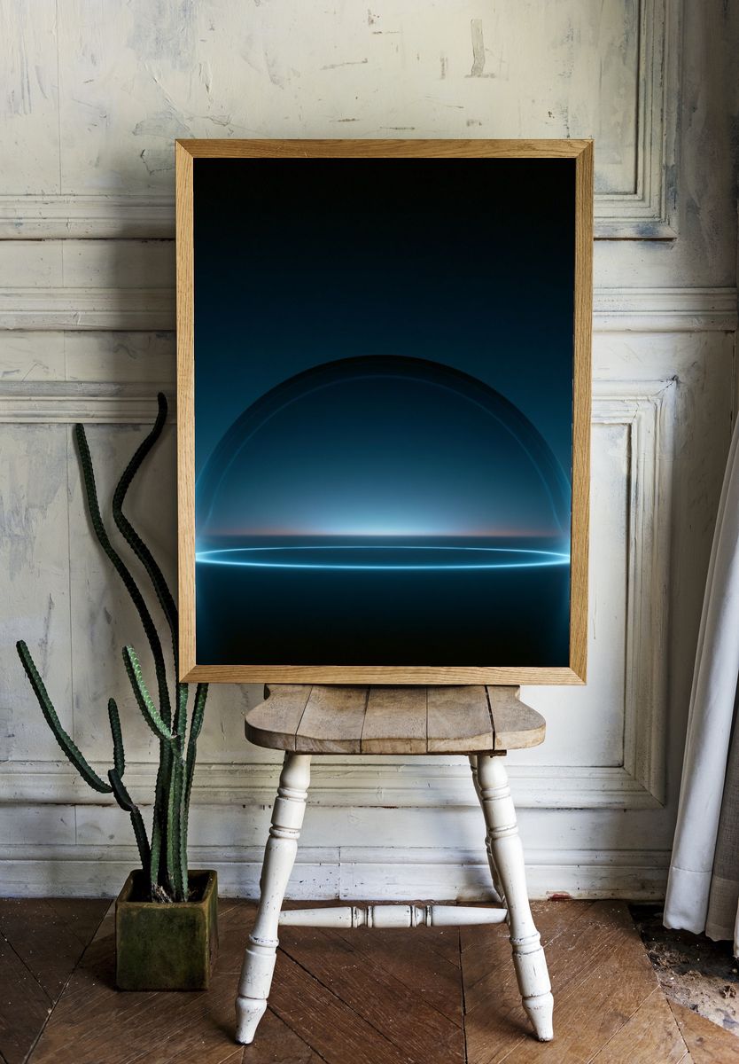 Neon Horizon Abstract Poster. room preview