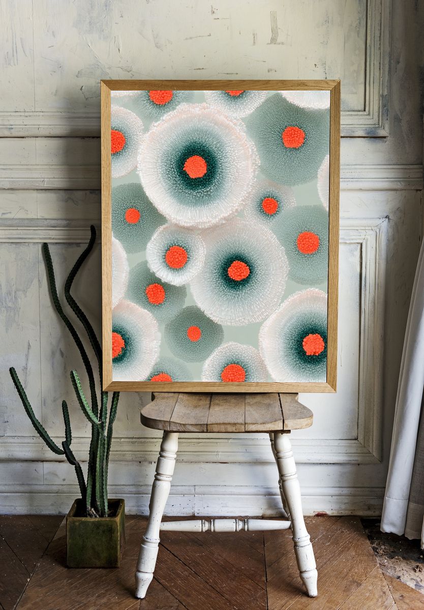 Abstract Floral Burst Print. room preview