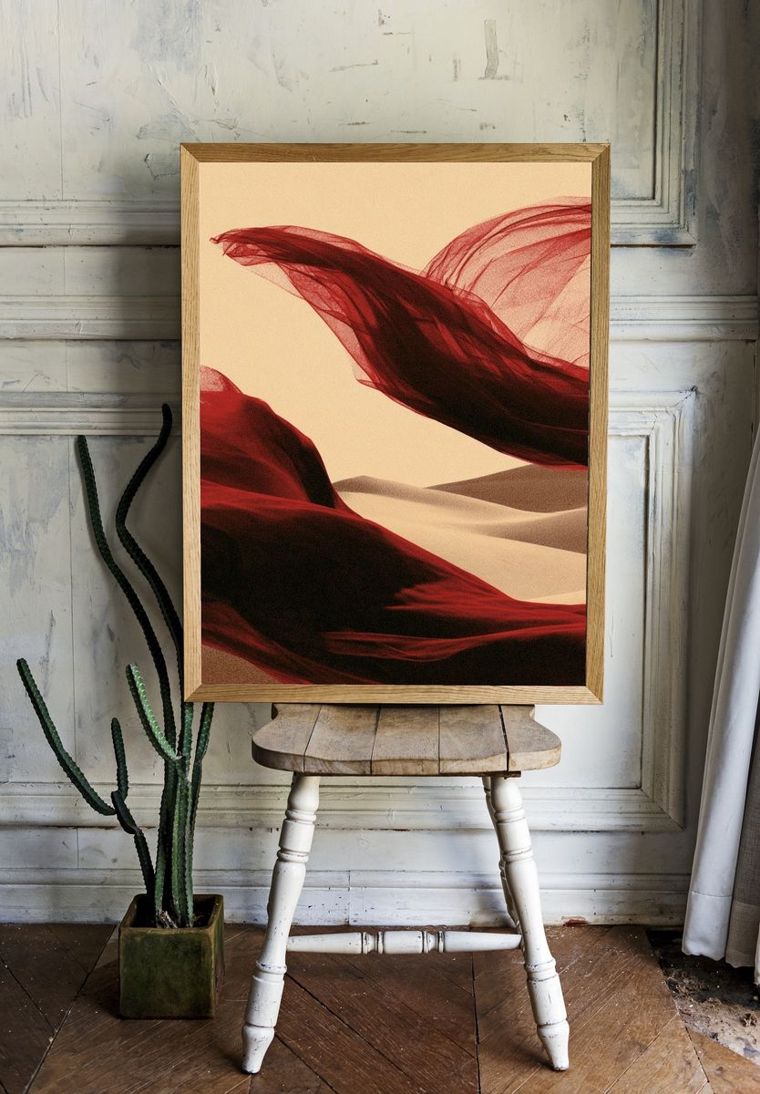 Desert Veil Abstract Print. room preview
