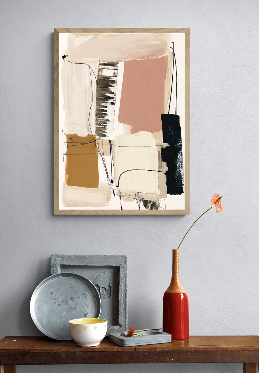Neutral Abstract Blocks Poster. — room view 3