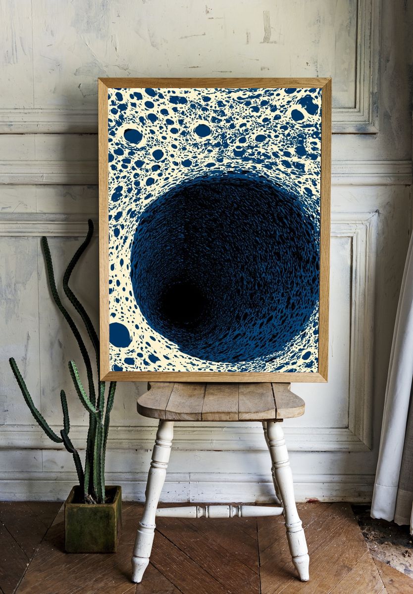 Blue Cosmic Vortex Abstract Poster. room preview