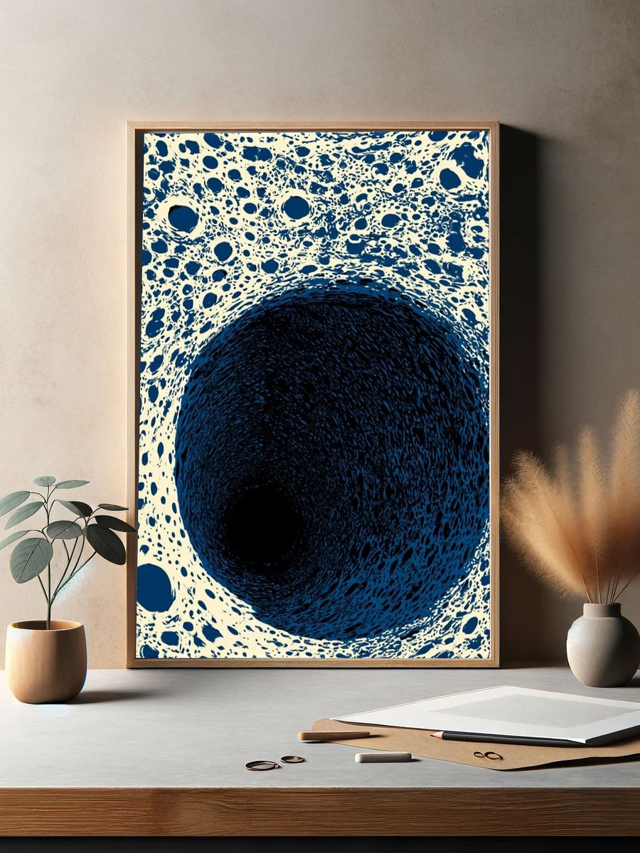 Blue Cosmic Vortex Abstract Poster. — room view 2