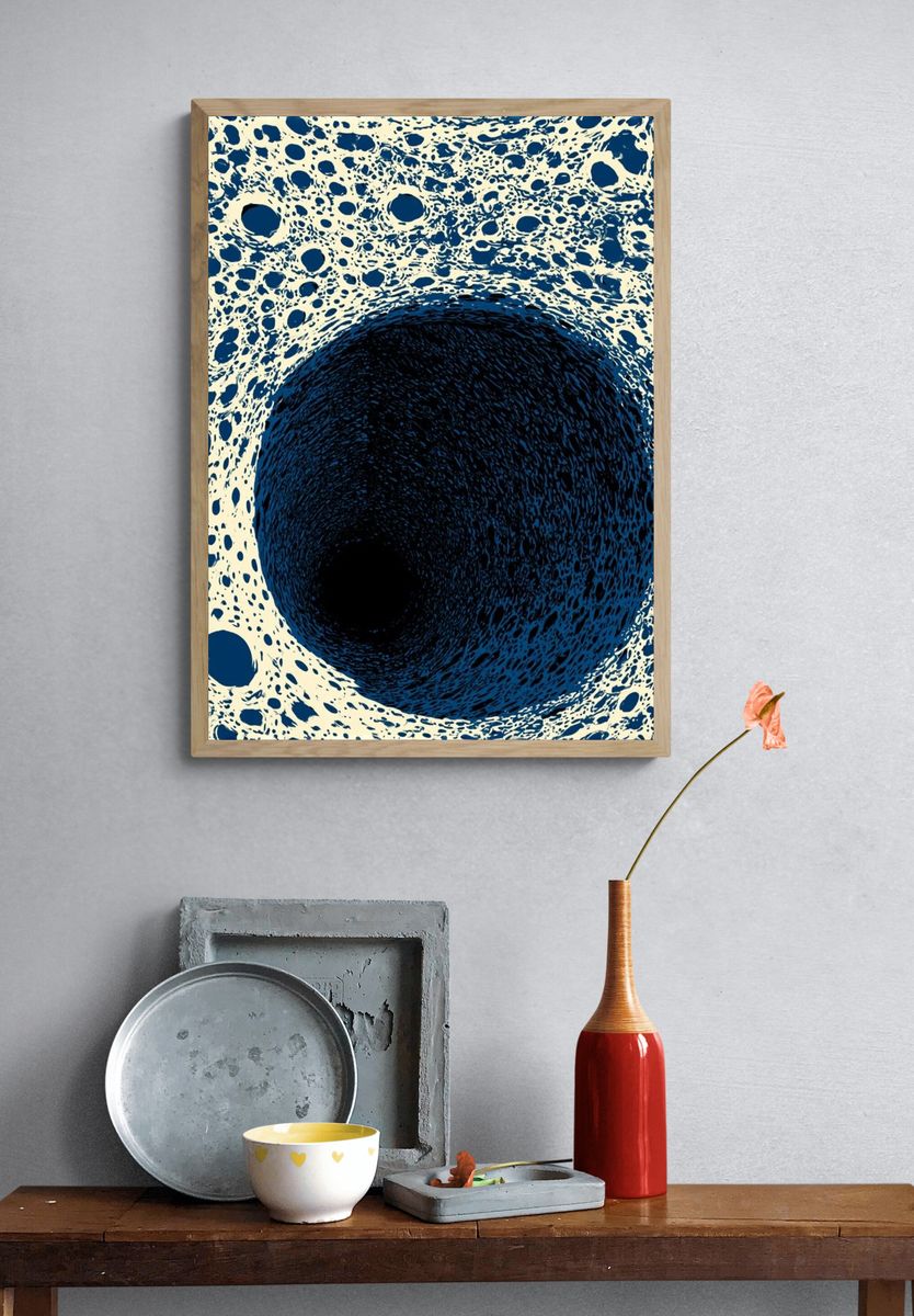 Blue Cosmic Vortex Abstract Poster. — room view 3