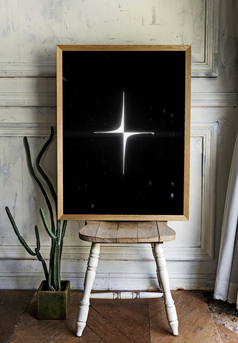 Minimal Starburst Black-White Poster. room preview