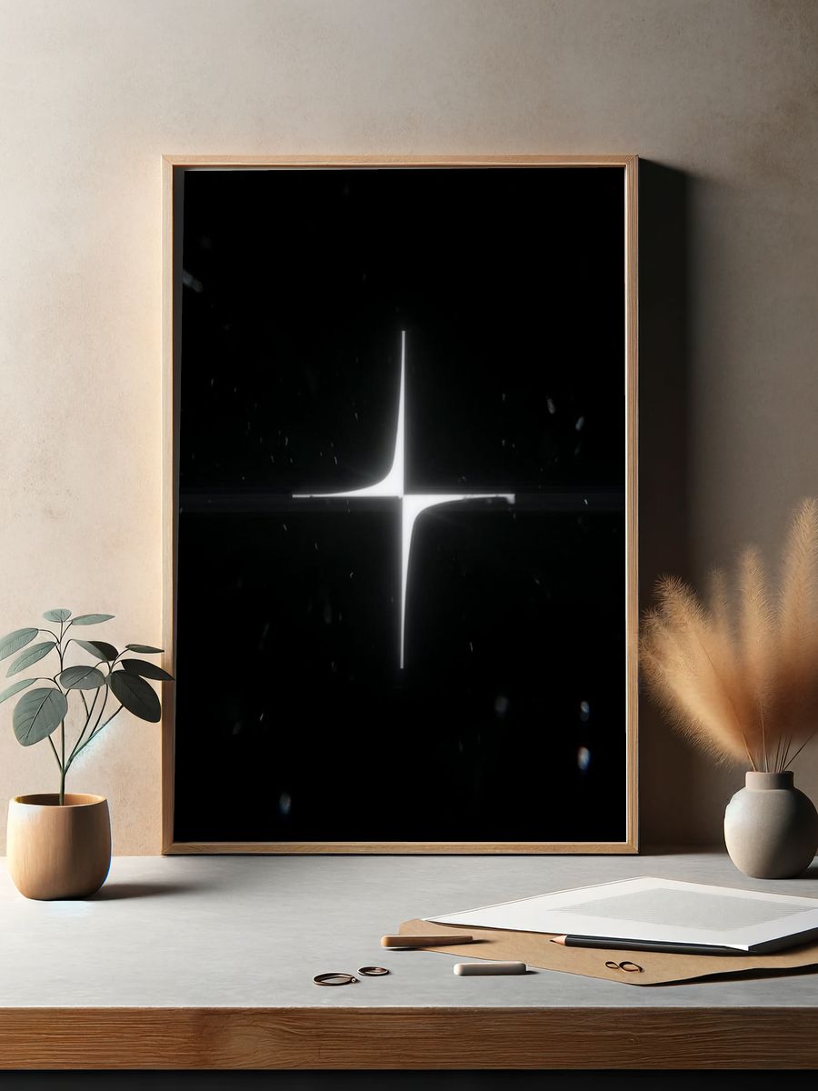 Minimal Starburst Black-White Poster. — room view 2