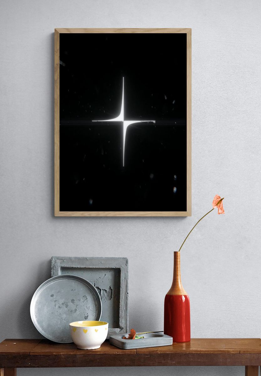 Minimal Starburst Black-White Poster. — room view 3
