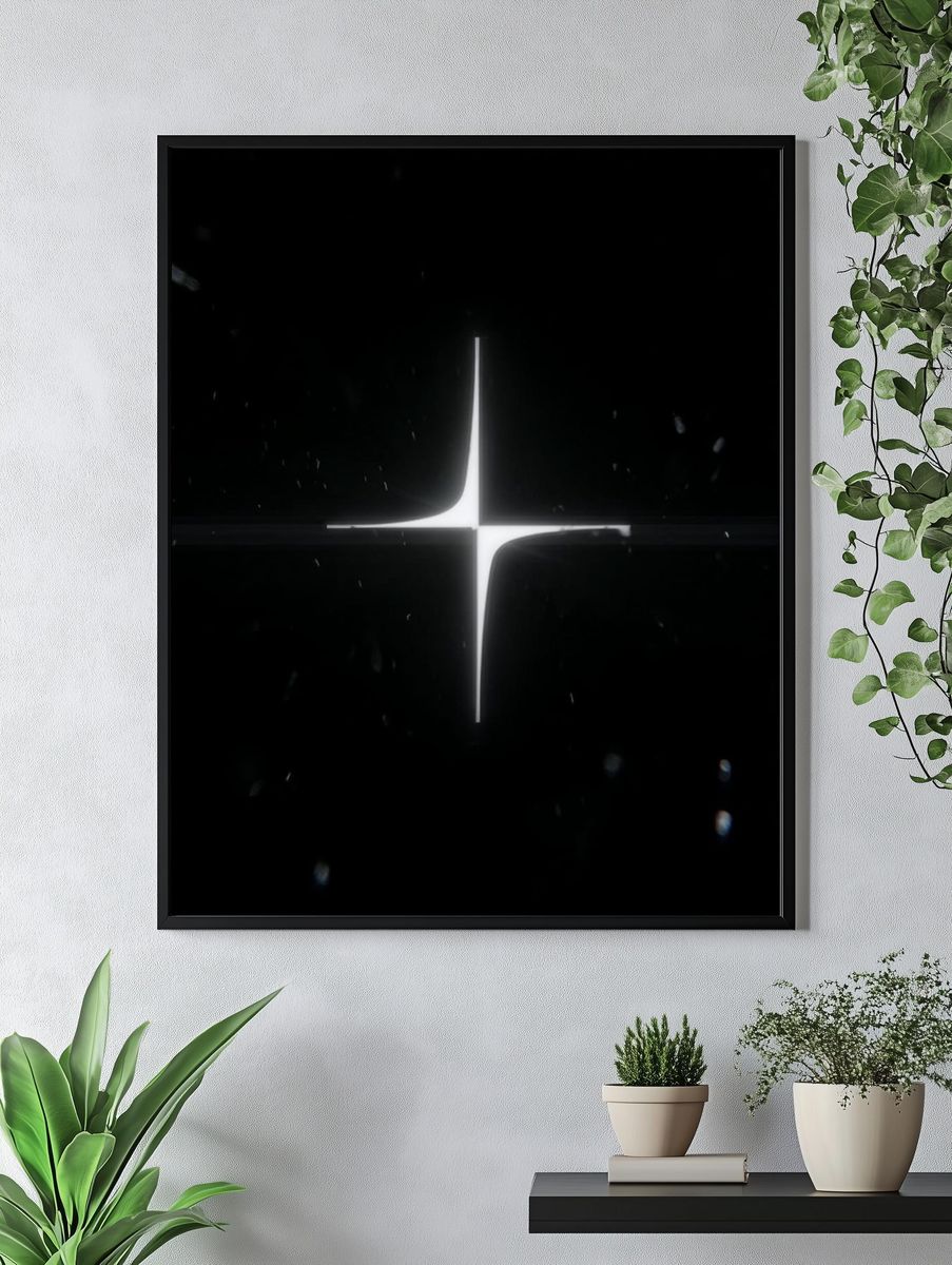 Minimal Starburst Black-White Poster. — room view 4