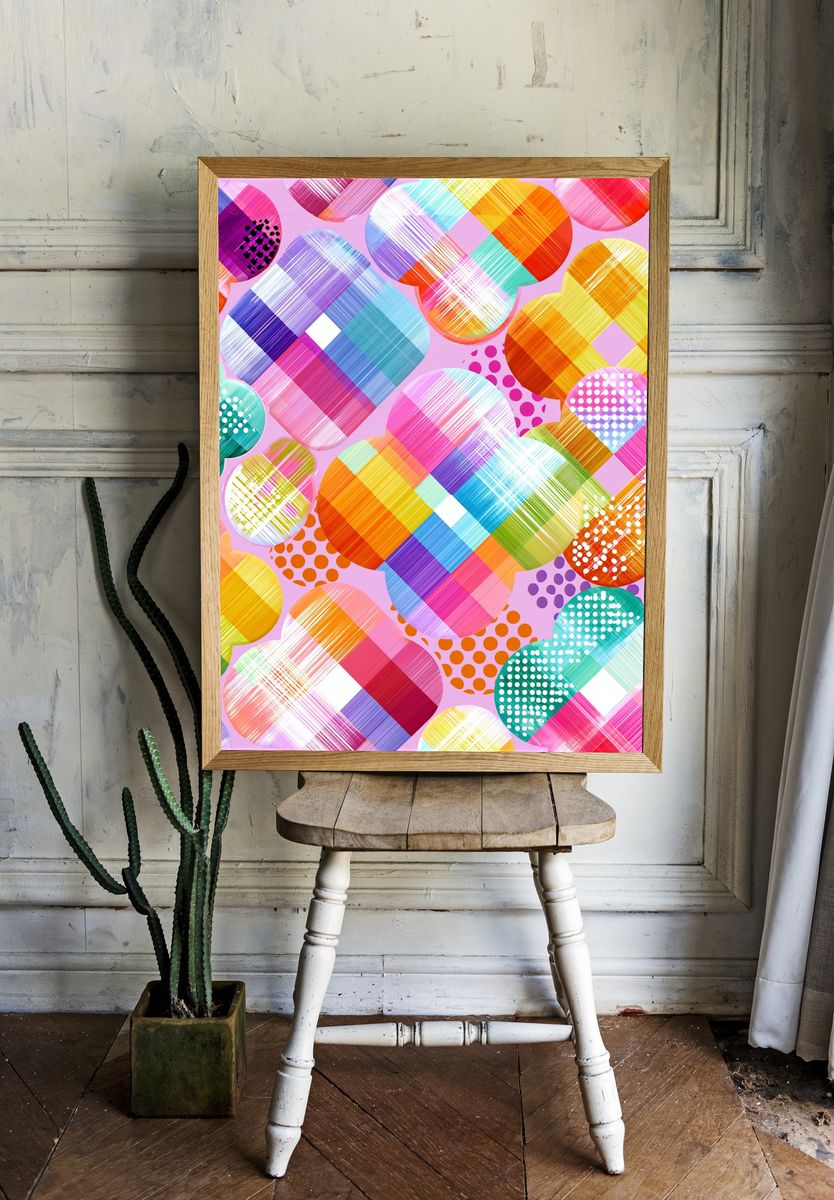 Colorful Geometric Circles Abstract Poster. room preview