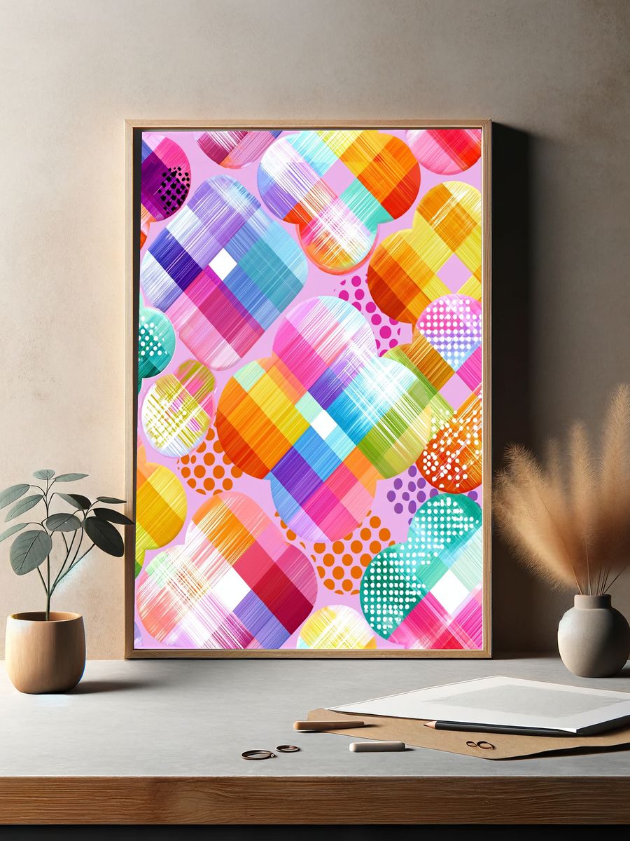 Colorful Geometric Circles Abstract Poster. — room view 2